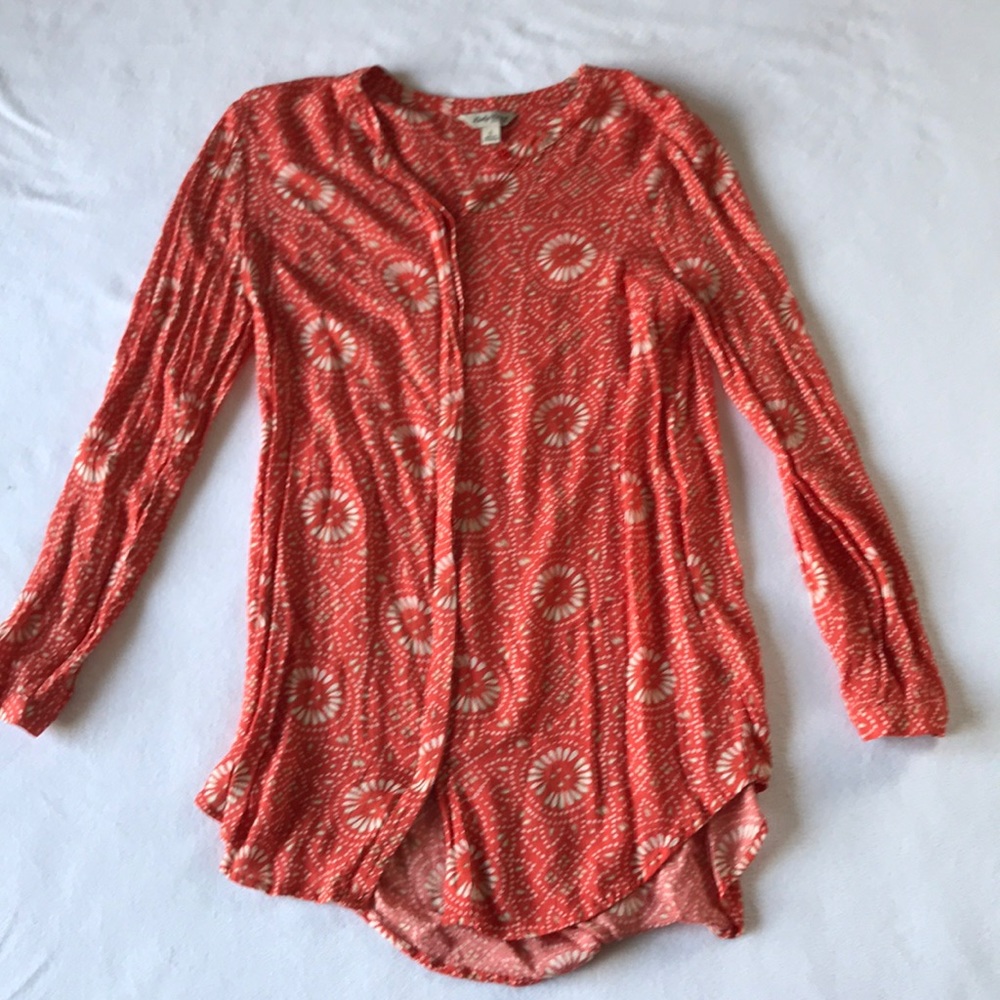 Lucky Brand Tangerine Patterned Blouse